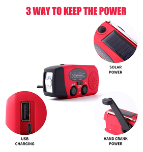 Radio AM FM portátil con <span class=keywords><strong>linterna</strong></span> LED Cargadores solares y USB de 3 modelos Alarma SOS para supervivencia en el hogar - Product Image 4