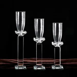 Mh-y094 Grand Pilier Clair Transparent Cristal Bougeoir De Décoration De Mariage Bougie En Verre Titulaire