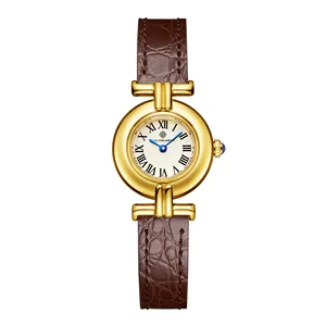 VAELON&ARBOW Fashionable retro quartz genuine leather belt women's watch, medium ancient simple niche watch