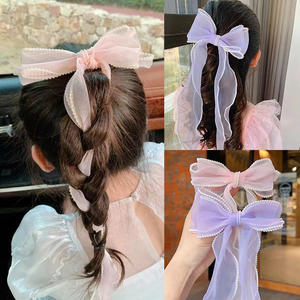 Kinder Strik Haarclip Meisje Gevlochten Haarspeld Kleine Prinses Lang Lint Zomer Meisje Haar Accessoires - Product Image 2
