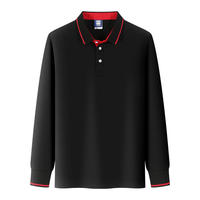 Polo Homme à Manches Longues Personnalisé avec Logo, Été, Coton 220g, Couleur Unie, Piqué Vierge, Broderie Polyester et Sergé, ODM