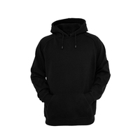 Sudadera con Capucha Personalizada OEM, 100% Algodón, Felpa Gruesa, Sudadera con Capucha Negra Extra Grande para Hombre con Logotipo Personalizado