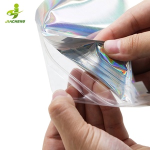 Tas Hologram Mylar Kunci Ritsleting Kecil, Kemasan Hologram Transparan Satu Sisi - Product Image 6