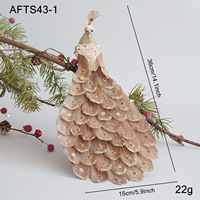 Weihnachts-Pfau-Baumspitze Weihnachtsschmuck Künstliche Feder-Glitzer-Pfau-Dekoration mit Clips für Kranz und Girlande
