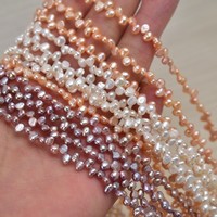 Perles baroques de culture d'eau douce de qualité AAA, trou latéral, multicolores, 3-4 mm, en fil, pour bijoux DIY – Vente chaude