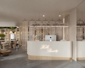 Design d'ameublement intérieur moderne pour salon de beauté |   Mobilier de salon haut de gamme sur mesure |   Supports de coiffure en bois - Product Image 5