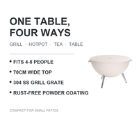 Table de brasero moderne au charbon de bois 70 cm, petite, entièrement métallique, finition pierre, autoportante, grill d'extérieur portable en acier inoxydable 304 pour la cuisson