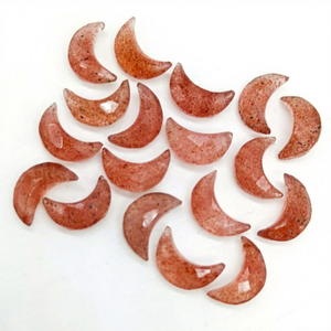 Pendentif en cristal de quartz fraise naturel, forme croissant de lune, 12 mm, facetté et sculpté, prix de gros pour la fabrication de bijoux - Product Image 1