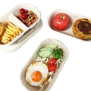 Bagasse pulp salad box takeaway sugarcane lunch box with lid