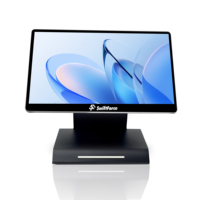 Terminal de point de vente (TPV) Android 15,6 et 10,1 pouces à double écran tactile anti-traces de doigts, en alliage d'aluminium, pliable et rotatif, pour restaurants et cafés