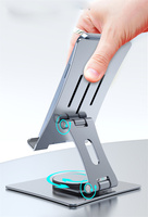 Soporte Universal Metálico para Teléfono y Tablet, Base Giratoria de 360°, Altura y Ángulo Ajustables, Plegable, para Escritorio