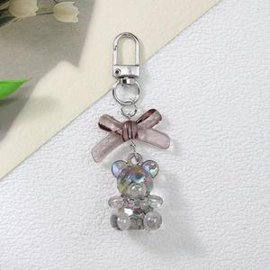Llaveros de coche de acrílico transparente con diseño de oso, colgante de oso de dibujos animados 3D, accesorios para muñecas, cubierta para auriculares, adorno para bolso - Product Image 3