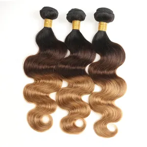 Factory Price 3 Tone Color Ombre Body Wave Bundles Brazilian Human Hair Extensions Ombre Human Hair Bundles With Closure