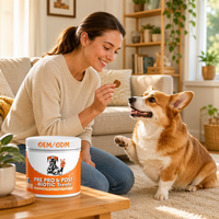 Friandises à mâcher probiotiques OEM pour chiens, soutien immunitaire, absorption améliorée des nutriments, probiotiques actifs (100M UFC/g), prébiotiques FOS