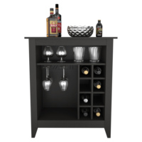 DEPOT E-SHOP Meuble bar Mojito, un tiroir ouvert, une étagère ouverte, noir
