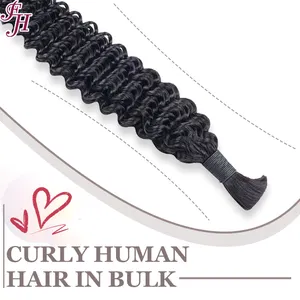 FH Wholesale Bulk Hair Vendor Unprocessed Raw Human Hair Bulk Deep Wave Bulk Braiding Human Hair