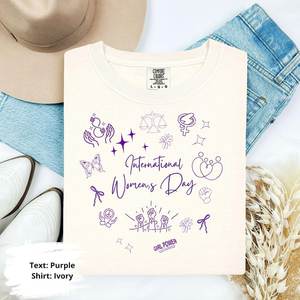 T-shirt Girl Power International Women's Day da donna, casual, girocollo, manica corta, 100% cotone, stampata, primavera estate - Product Image 1