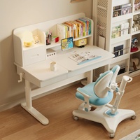 Bureau d'étude ergonomique pour enfants, bois de caoutchouc, design moderne, levage manuel, verrouillage multifonction, bébés et enfants