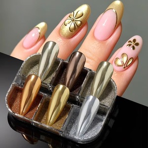 Poudre à ongles chromée or 6 couleurs, pigment brillant effet miroir argenté pour nail art, poussière à frotter pour vernis gel, décorations de manucure - Product Image 4
