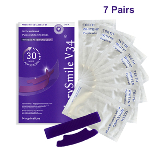 Bandes blanchissantes violettes pour les dents, antidérapantes, blanchiment profond, gel violet correcteur de couleur, 30 min, 7 paires, logo personnalisé, végétalien - Product Image 1