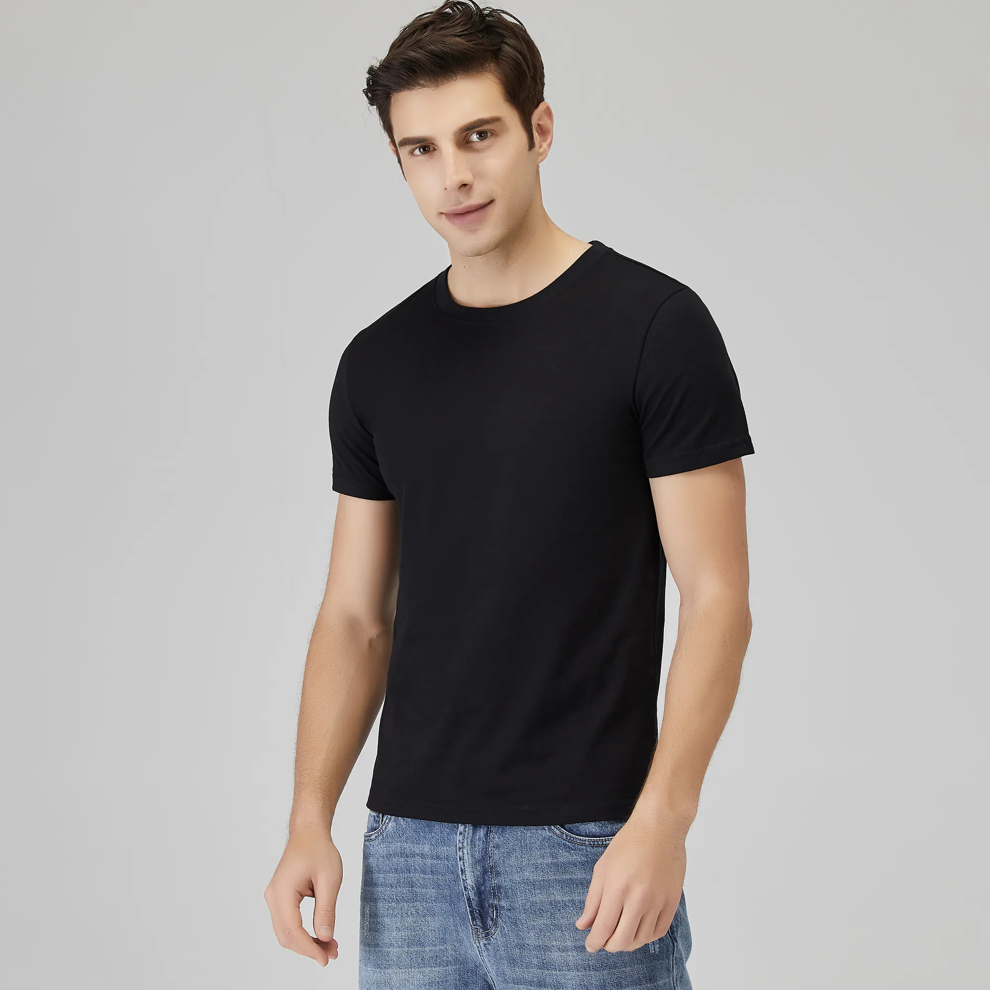 Custom Tshirts Tee T Shirt With 100%cotton Short Sleeves Plain Black T Shirt Cotton