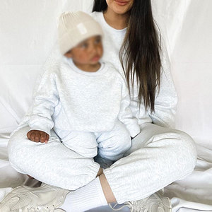 Tenues assorties personnalisées pour maman et fils, sweat-shirt en molleton surdimensionné pour enfants et adultes, jogging décontracté, ensemble de survêtement ample - Product Image 2