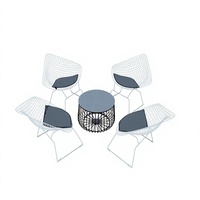 Ensemble table et chaises d'extérieur moderne et simple, créatif, imperméable, résistant au soleil, en fer forgé, table basse, chaises en forme de pétale, pour jardins