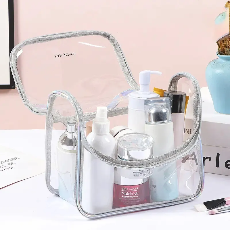 Impermeável clara transparente beleza viagem higiene PVC personalizado cosméticos compõem maquiagem saco para viagens