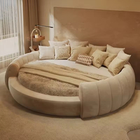 Lit moderne écologique en tissu doux, taille king, avec cadre en bois pour meubles de chambre à coucher JY-B554