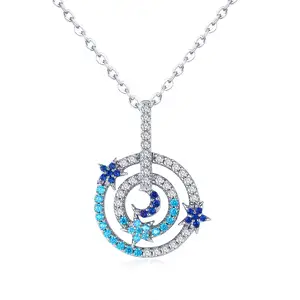 Mode Luxus Meteor Track Sterling Silber S925 Halskette Monds tern Farbe Zirkon plattiert Platin Halskette