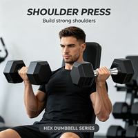 Haltères hexagonaux en acier inoxydable massif personnalisés avec revêtement en caoutchouc antidérapant, poignée moletée, durables et confortables pour les exercices de fitness