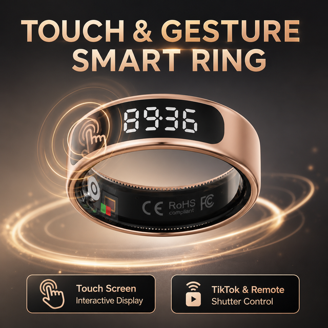 Smart Ring Smart Home Control Remote Camera BT5.0 Intelligent Finger Ring Heart Rate SpO2 Sleep Tracker Fitness Ring