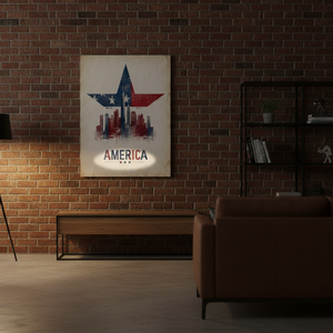 Pintura Moderna en Lienzo LED con Diseño de Bandera Estadounidense y Estrellas para Decoración del Hogar y Espacios Comerciales - Product Image 1