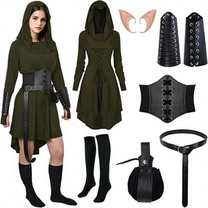Costume da Arciere Medievale Forest Echo con Cintura, Orecchie e Accessori per Fiera Rinascimentale e Halloween, per Donna Adulta - Product Image 1