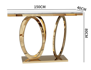 Mesa de entrada de lujo mesa de <span class=keywords><strong>consola</strong></span> de pasillo moderna con tapa de mármol marco de acero inoxidable dorado <span class=keywords><strong>para</strong></span> muebles de sala de estar de hotel - Product Image 3