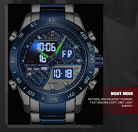 Jam Tangan Pria NAVIFORCE 9171 LCD Quartz Sport Mewah Tahan Air Mesin Jepang Layar Ganda