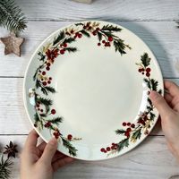 Holly Red Fruit Europe Design Bruiloft Keramische Bord Retro Platte Feestelijke Gebakarrangement Decoratief Porselein Huishoudelijk