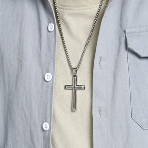 Unisex, yunnique street style, dripping <b>titanium</b> steel cross necklace, gender-neutral, niche, high-end, colorfast. - Product Image 3