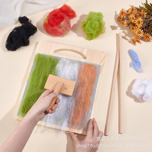 Wooden <b>Wool</b> Combing Brush Set With Adjustable Support For Spinning Fibers And Yarn Desktop <b>Craft</b> Tool Striped Pattern - Product Image 3