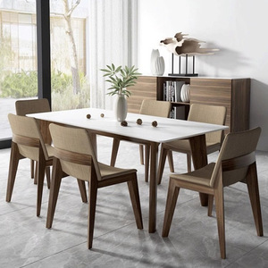 Chaise de salle à manger en bois massif nordique, design moderne minimaliste, rembourrée, pour adultes. - Product Image 2