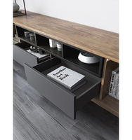 CBMmart Table basse, meubles TV et armoires de salon en mélamine à motif bois et contreplaqué noir, design personnalisé