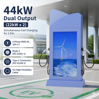 Station de recharge pour véhicules électriques, borne de recharge commerciale pour VE, 44 kW, double type 2, OCPP 1.6, carte RFID, écran publicitaire 55 pouces, certifié CE, IP54