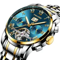 Jam Tangan Otomatis Tevise 9005 Big Skeleton Mewah Tourbillon Pria Berlian Fashion Baja Tahan Karat Mekanik Otomatis