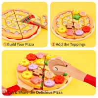 Ensemble de jeu barbecue en bois pour enfants, jouet de simulation de barbecue et de pizza, jeu de simulation de rôle pour tout-petits
