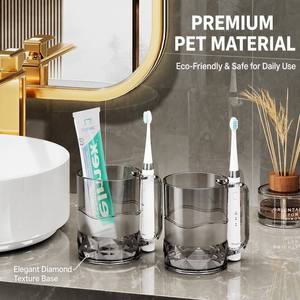 Gobelet moderne de luxe en plastique PET pour bain de bouche, porte-brosse à dents avec poignée, gobelet transparent gris pour salle de bain, hôtel, dortoir étudiant - Product Image 6