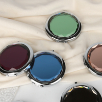Miroir pliant compact en métal double face avec logo gravé au laser, idéal pour la promotion, personnalisable avec votre marque (Private Label)