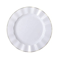 Assiettes ondulées jetables en plastique avec bordure dorée Assiettes rétro irrégulières pour salade colorée et dessert, réutilisables pour les fêtes, les mariages et le camping