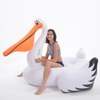 Pélican blanc oiseau gonflable Ride-on Pool toys Animal print island float radeau pour jouer et se prélasser