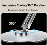 Ventilateur de bureau flexible en alliage, réglable, pliable, rechargeable, portable, avec support pour téléphone portable, pour bureau et maison, OEM