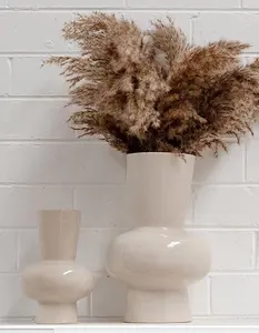 קרמיקה מאט לבן פרחי אגרטלים גדול גודל שולחן העבודה קישוט אגרטל יד פשוט אבן אגרטל